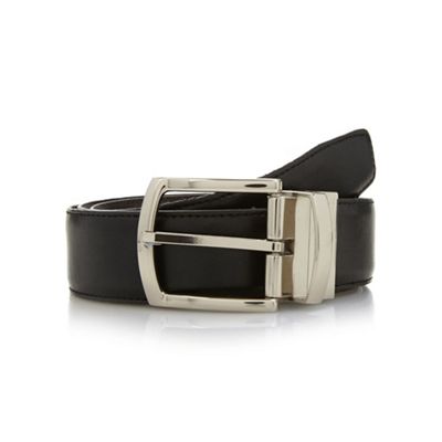 Designer black reversible leather belt